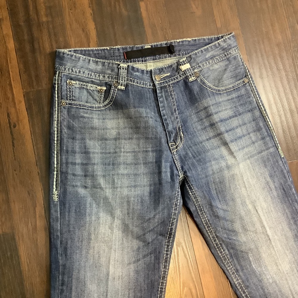 Rock and Roll Cowboy Mens Straight Leg Jeans Blue Wash 36x30 MDS-1578